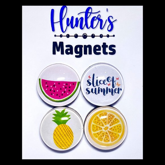 Set of 4 Magnets - Slice of Summer Glass Refrigerator Kitchen Whiteboard - Picture 1 of 3